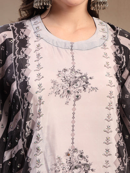 Black Mirror Work Printed Silk Blend Co-ord Set