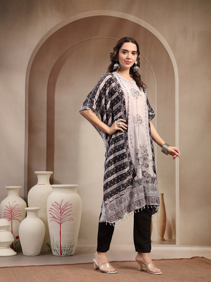 Black Mirror Work Printed Silk Blend Co-ord Set (Pre-Order)