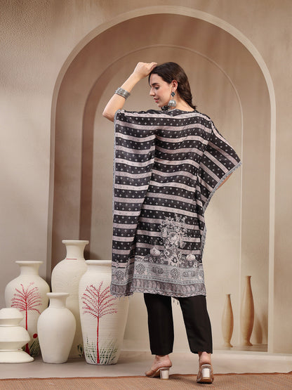 Black Mirror Work Printed Silk Blend Co-ord Set (Pre-Order)