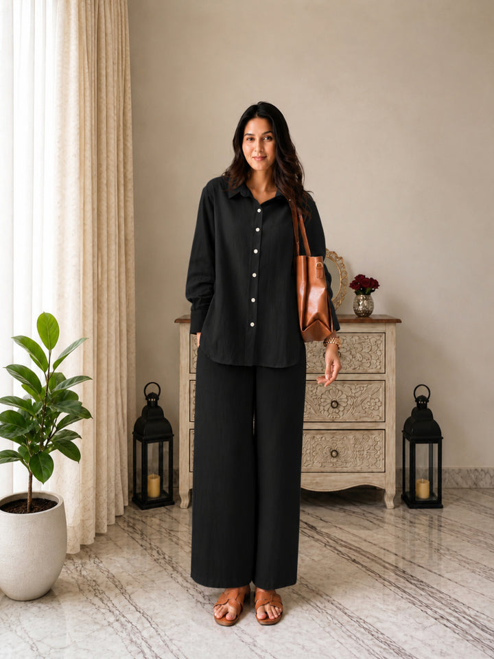 Solid Crused Rayon Co-Ord Set
