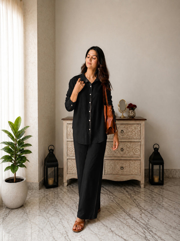 Solid Crused Rayon Co-Ord Set