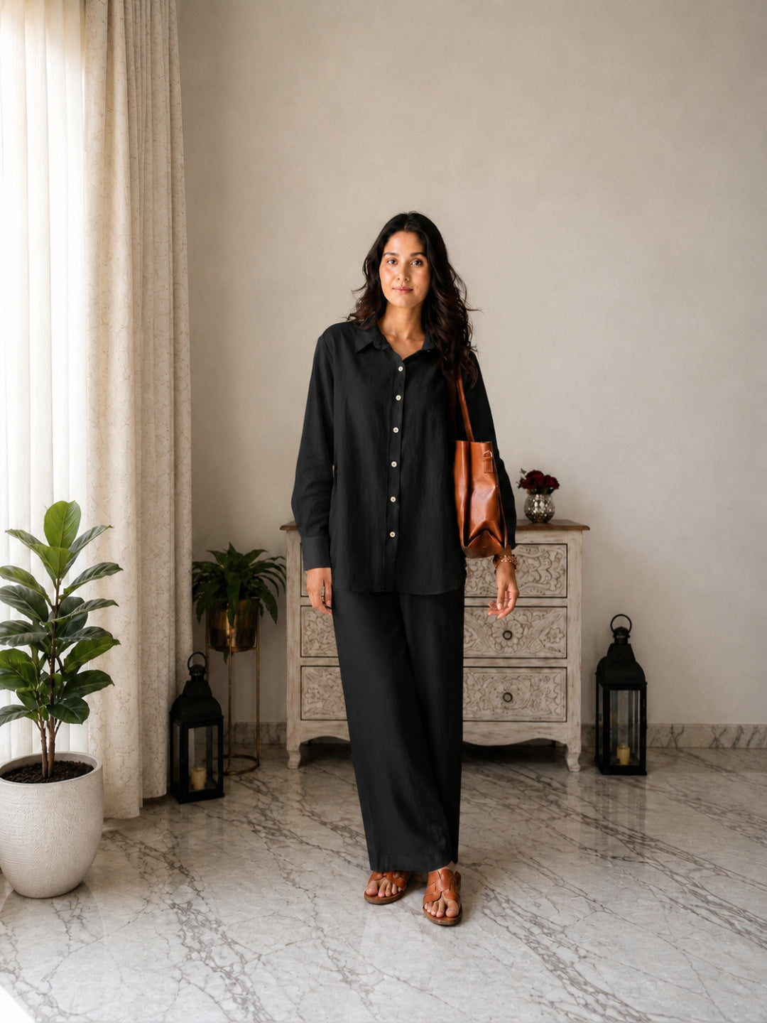 Solid Crused Rayon Co-Ord Set