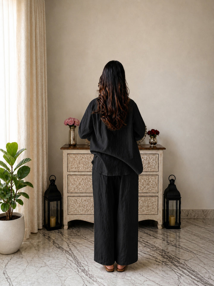 Solid Crused Rayon Co-Ord Set