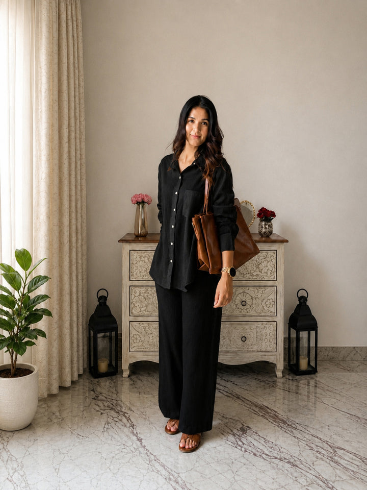 Solid Crused Rayon Co-Ord Set