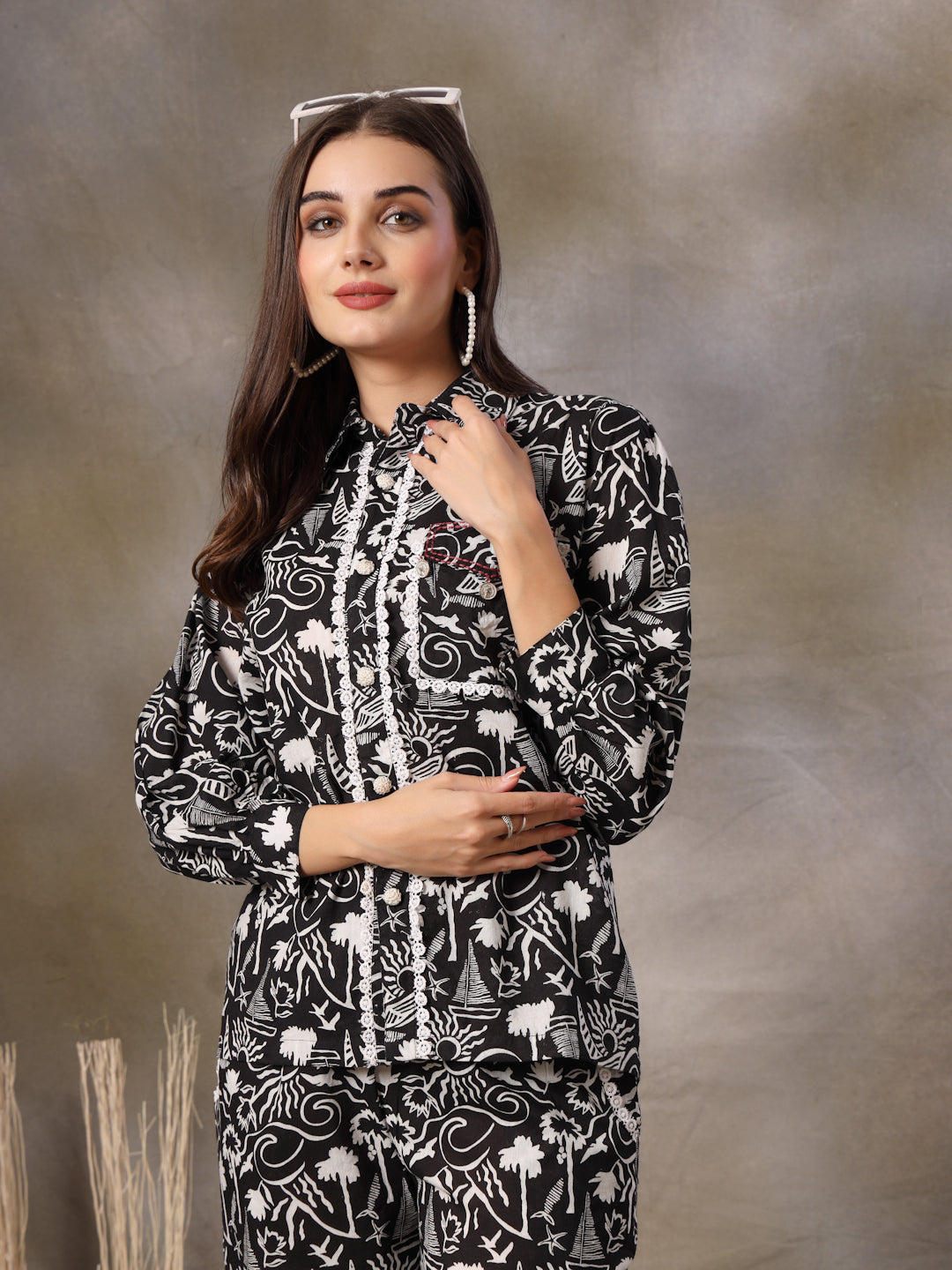 Black Abstarct Printed Cotton Co-Ord Set