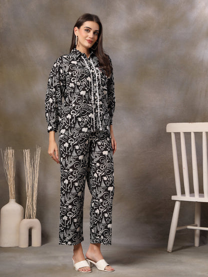 Black Abstarct Printed Cotton Co-Ord Set