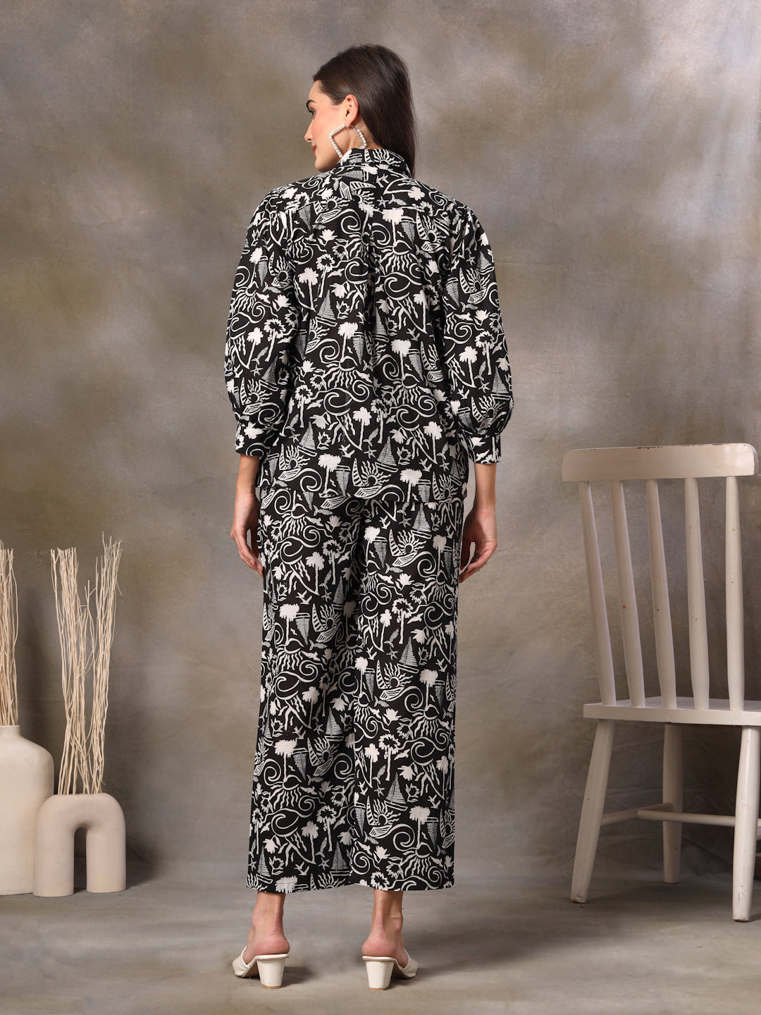 Black Abstarct Printed Cotton Co-Ord Set