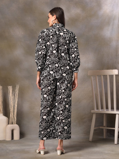 Black Abstarct Printed Cotton Co-Ord Set