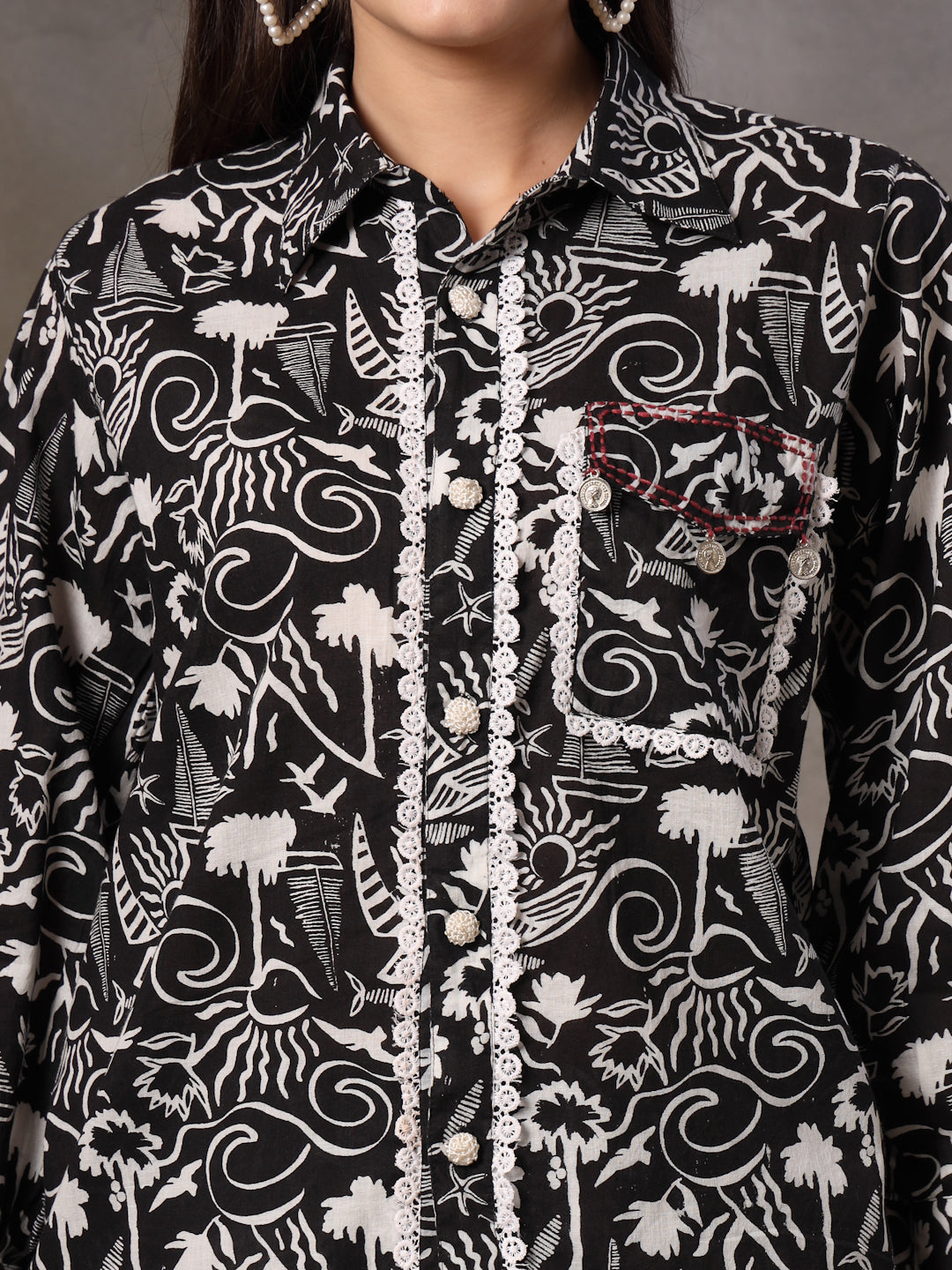 Black Abstarct Printed Cotton Co-Ord Set