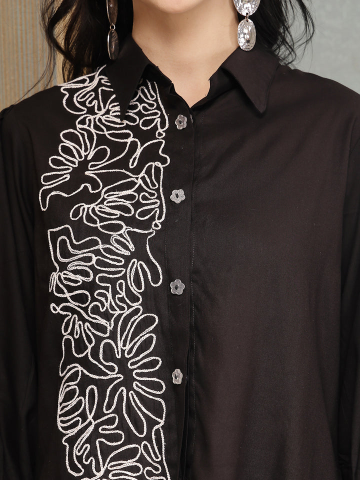 Solid &amp; Embroidered Rayon Co-Ord Set