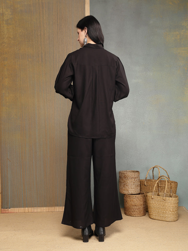 Solid &amp; Embroidered Rayon Co-Ord Set