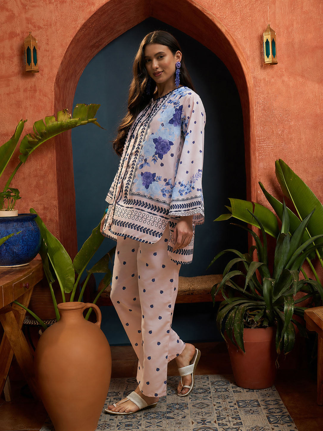 Floral Printed High-Low Rayon Co-Ord Set