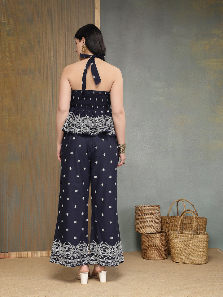 Solid &amp; Embroidered Cotton Co-Ords Set