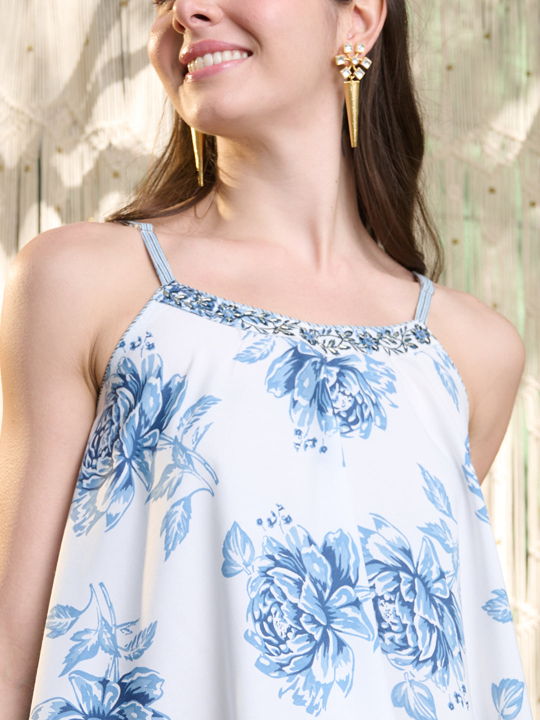 Blue Floral Printed Rayon Co-Ord Set