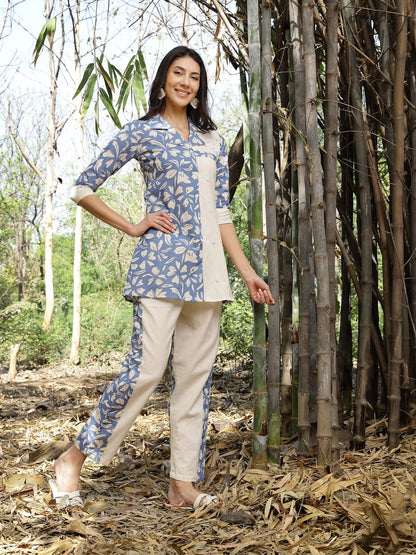 Blue Floral Printed Cotton Co-Ord Set (Pre-Order)