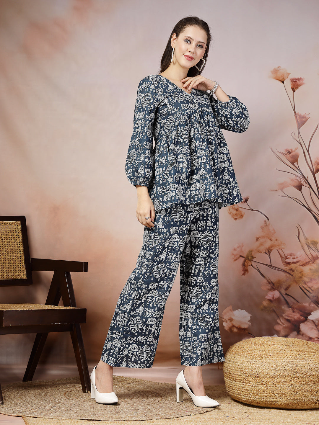 Quirky Printed Cotton Blend Empire Co-Ord Set (Pre-Order)