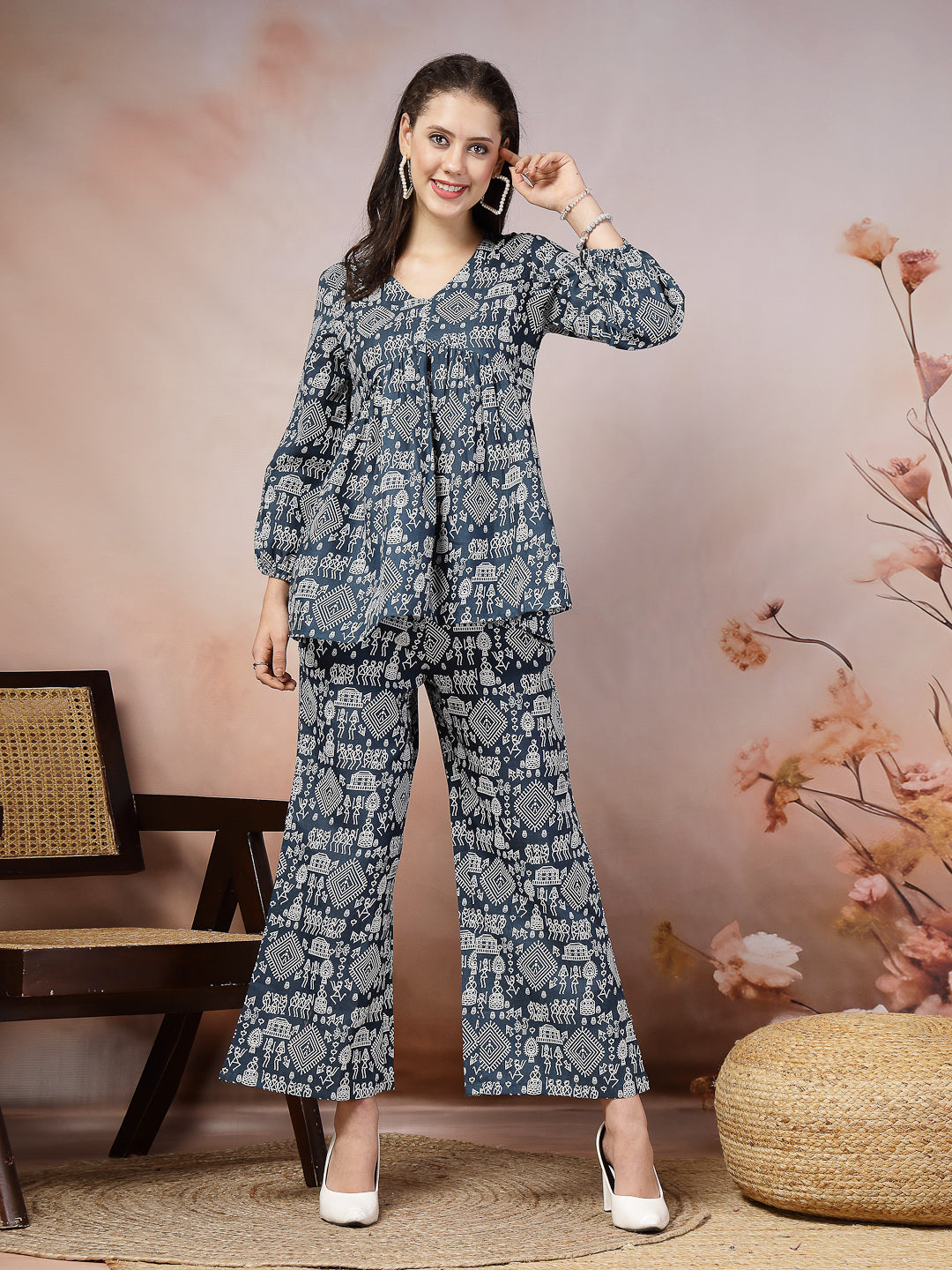 Quirky Printed Cotton Blend Empire Co-Ord Set (Pre-Order)