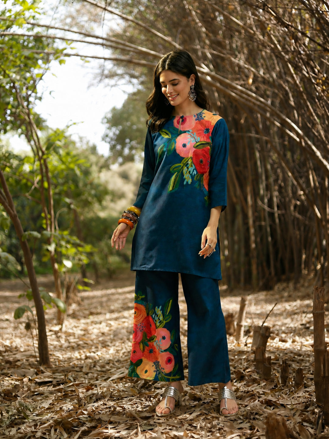 Hand Painted Cotton Flex Straight Co-Ord Set