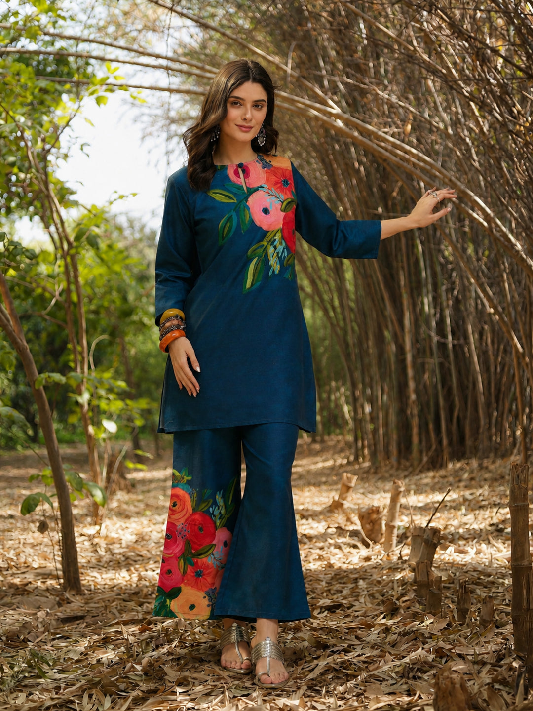 Hand Painted Cotton Flex Straight Co-Ord Set