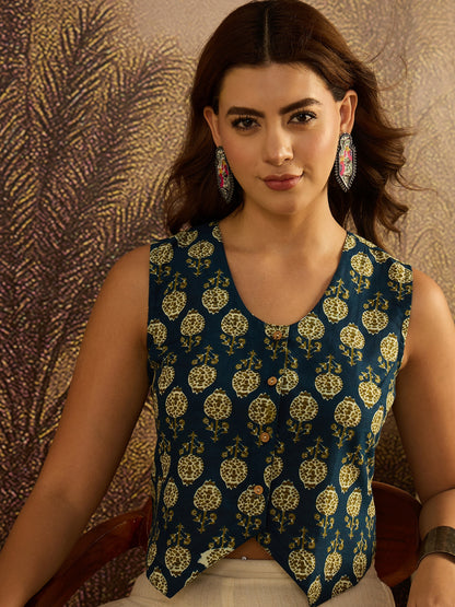 Ethnic Motif Cotton Flex Vest Co-Ord Set