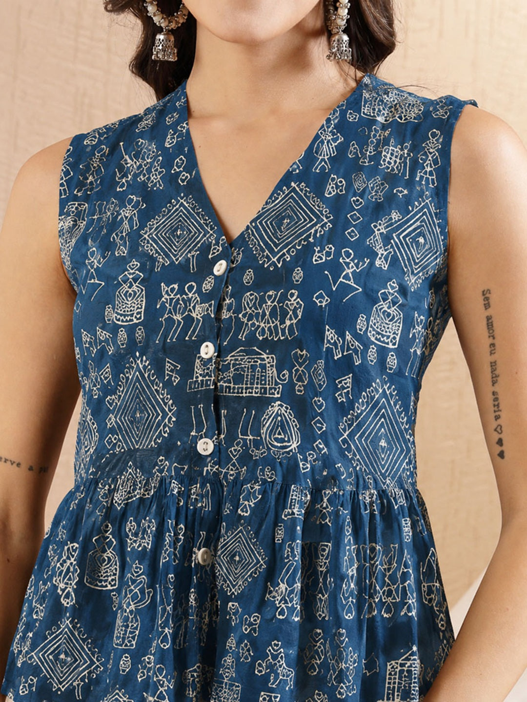 Warli Tribal Printed Rayon Co-Ord Set