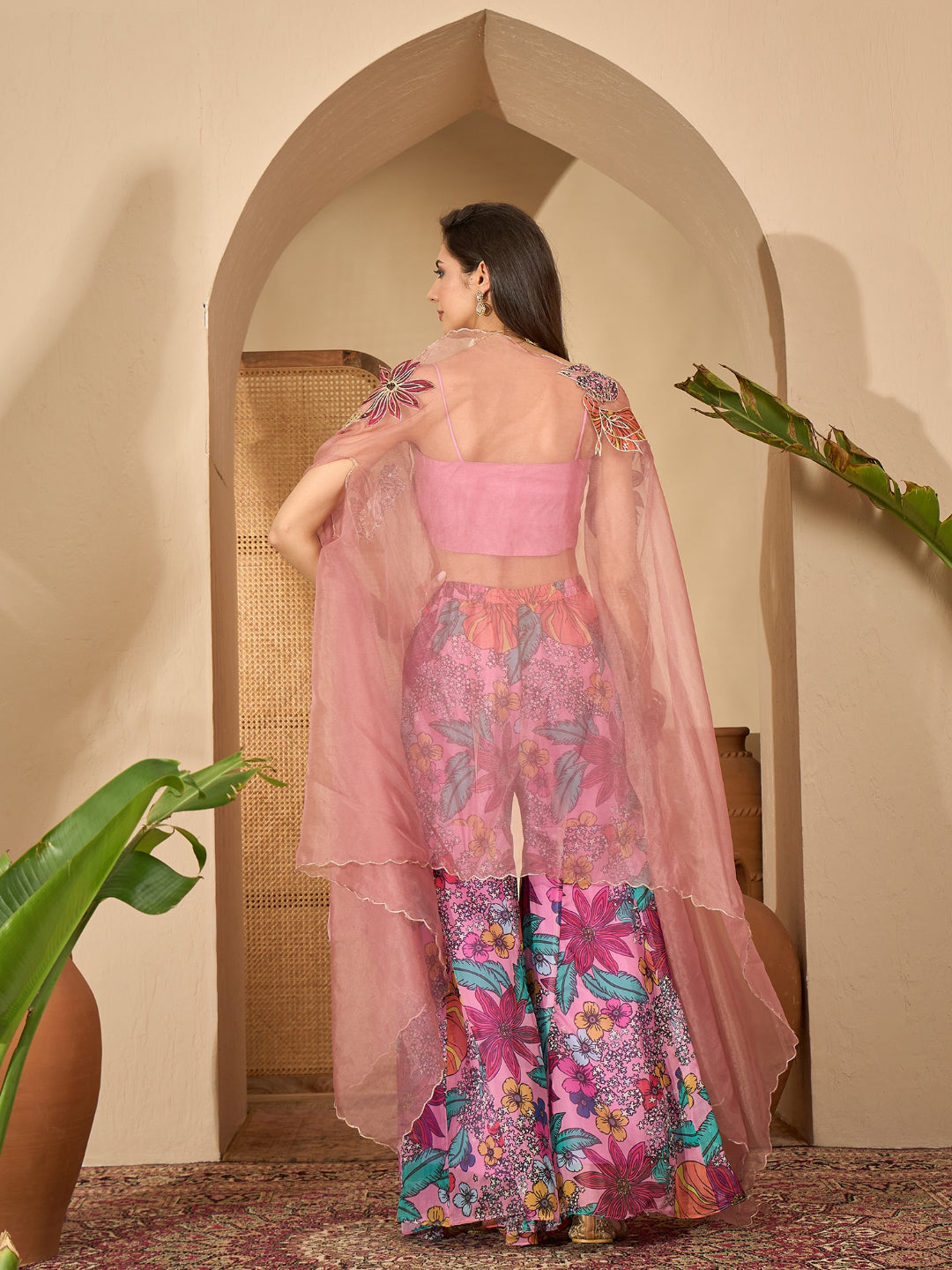 Floral Printed &amp; Embroidered Georgette Co-Ord Set