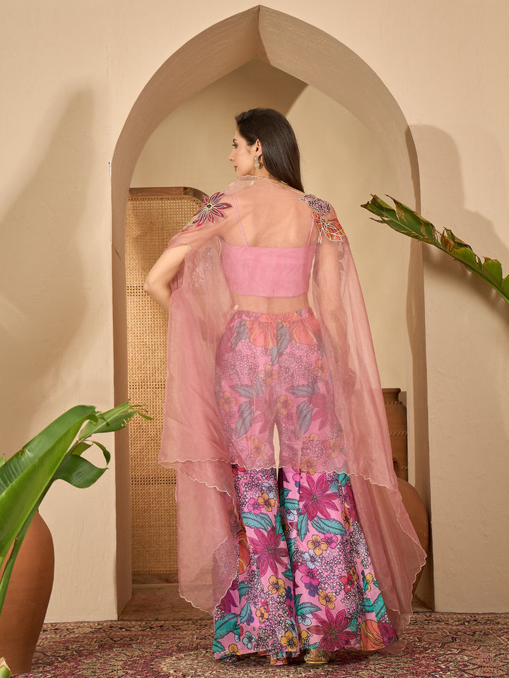 Floral Printed &amp; Embroidered Georgette Co-Ord Set