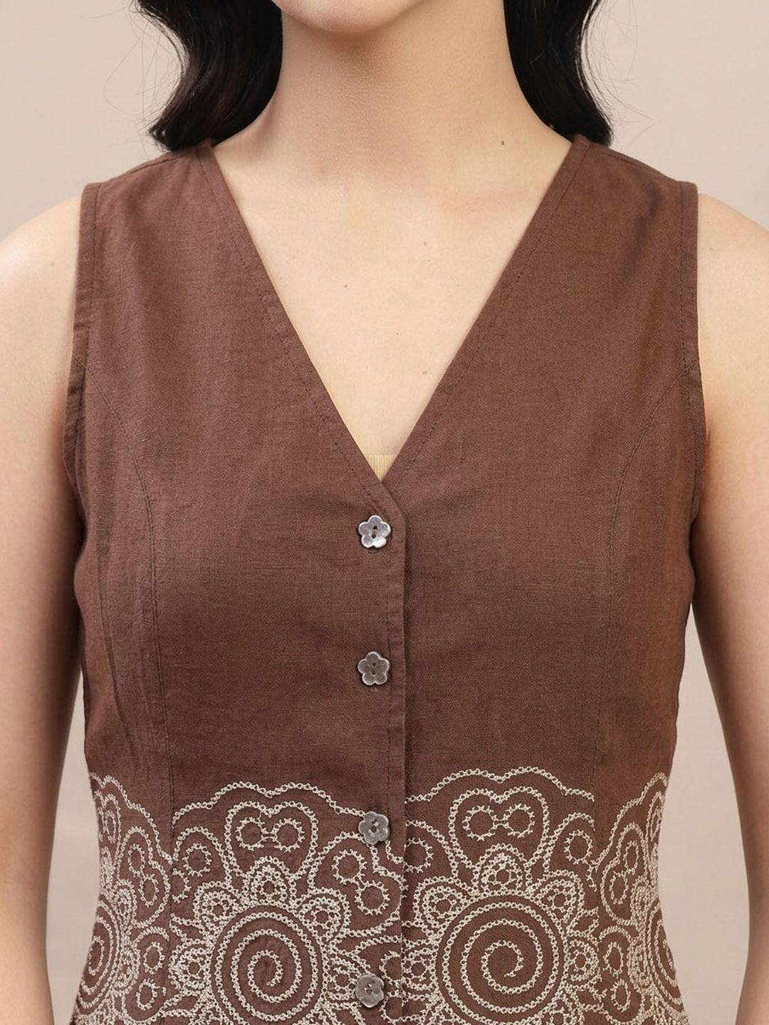 Solid &amp; Embroidered Cotton Co-Ord Set