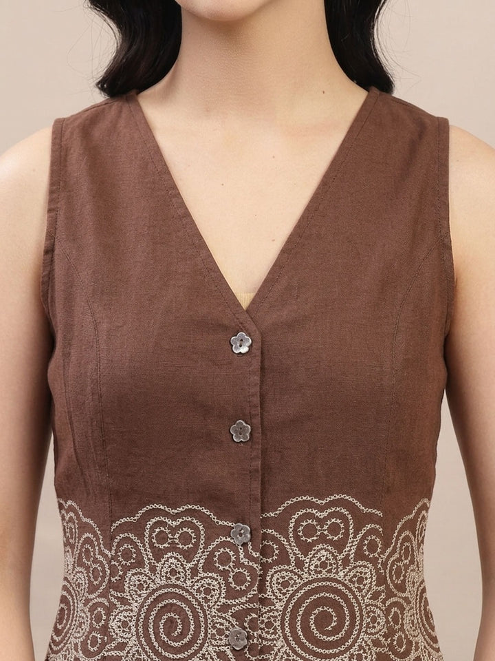 Solid &amp; Embroidered Cotton Co-Ord Set