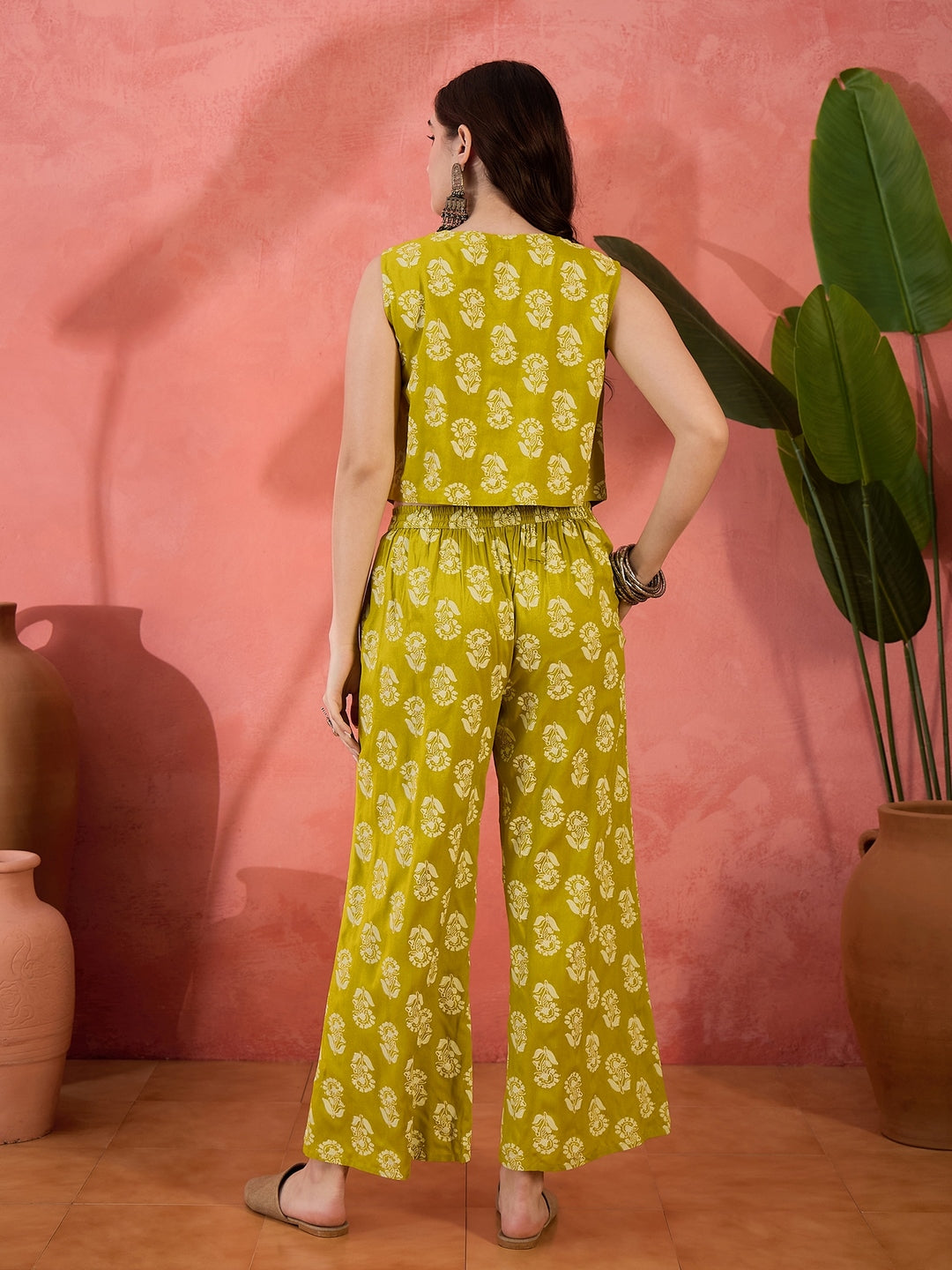 Yellow Floral Printed Rayon Co-Ord Set