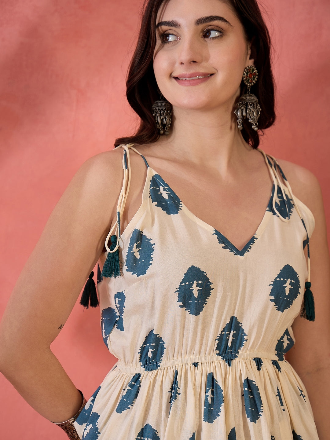 Cream Printed Rayon Co-ords Set