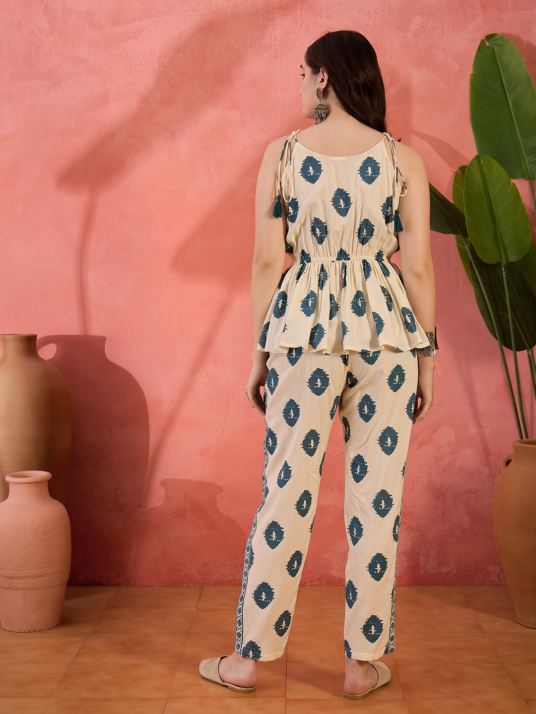 Cream Printed Rayon Co-ords Set