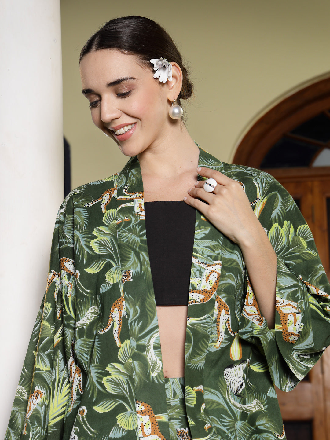 Green Tropical Printed Cotton Co-ord Set
