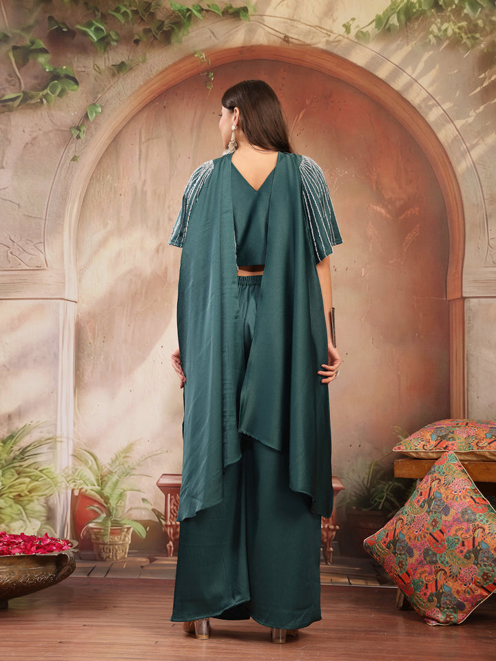 Solid &amp; Embroidered Poly Georgette Co-Ord&