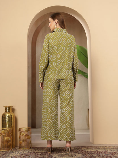 Green Bandhej Printed Cotton Co-Ord Set