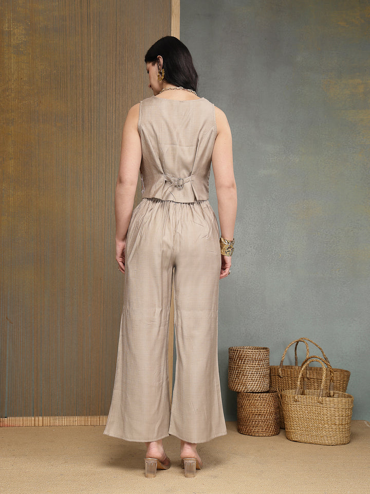 Solid &amp; Embroidered Vertical Co-Ord Set