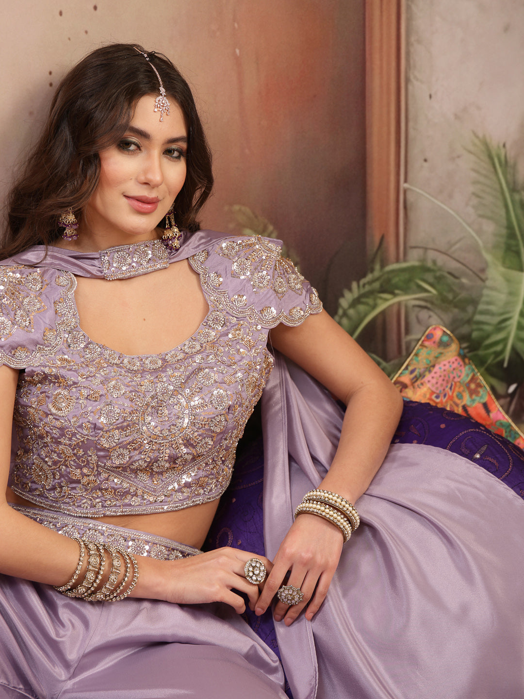 Solid &amp; Embroidered Poly Georgette Co-Ord&