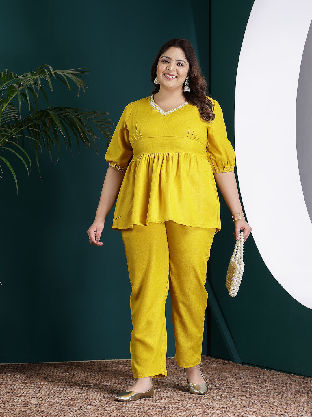 Plus Size Embroidered Cotton Blend Co-Ord set (Pre-Order)