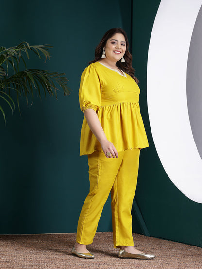 Plus Size Embroidered Cotton Blend Co-Ord set (Pre-Order)