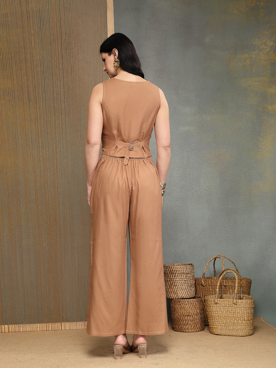 Solid &amp; Embroidered Rayon Co-Ords Set