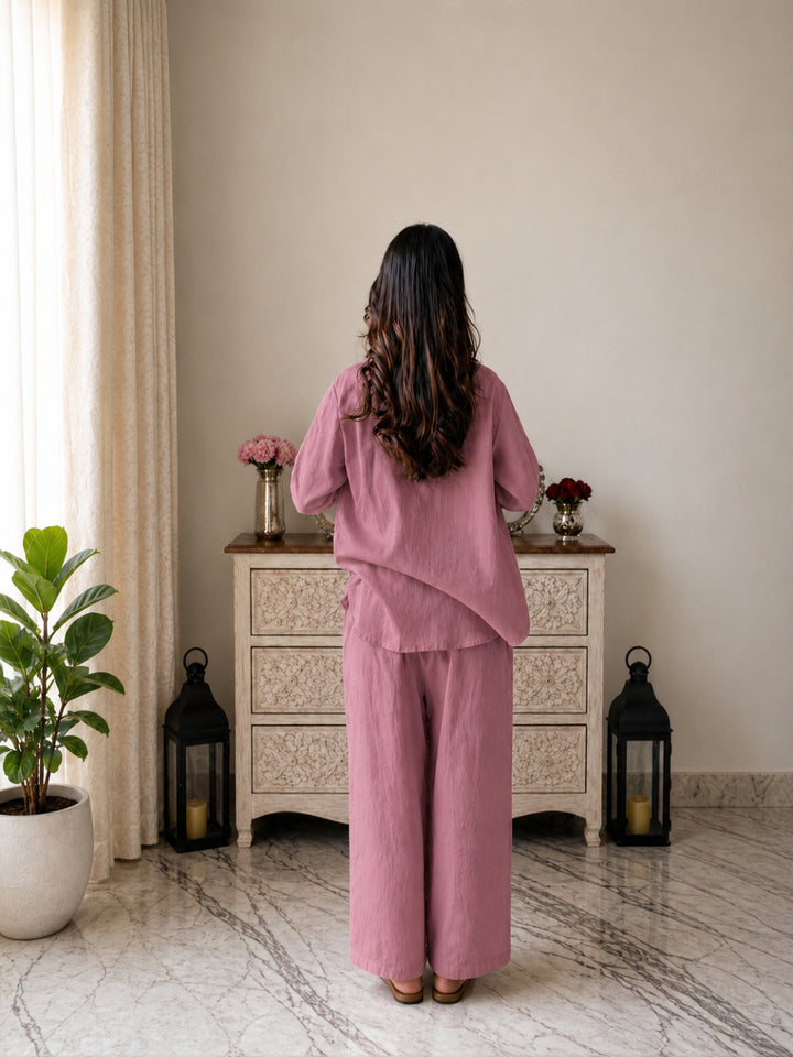 Solid Crused Rayon Co-Ord Set