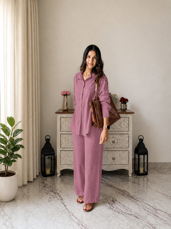Solid Crused Rayon Co-Ord Set