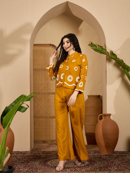 Solid & Embroidered Rayon Co-Ord Set