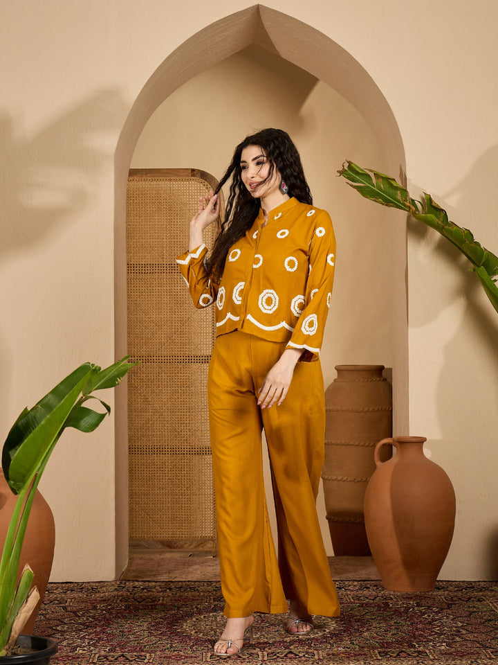 Solid &amp; Embroidered Rayon Co-Ord Set