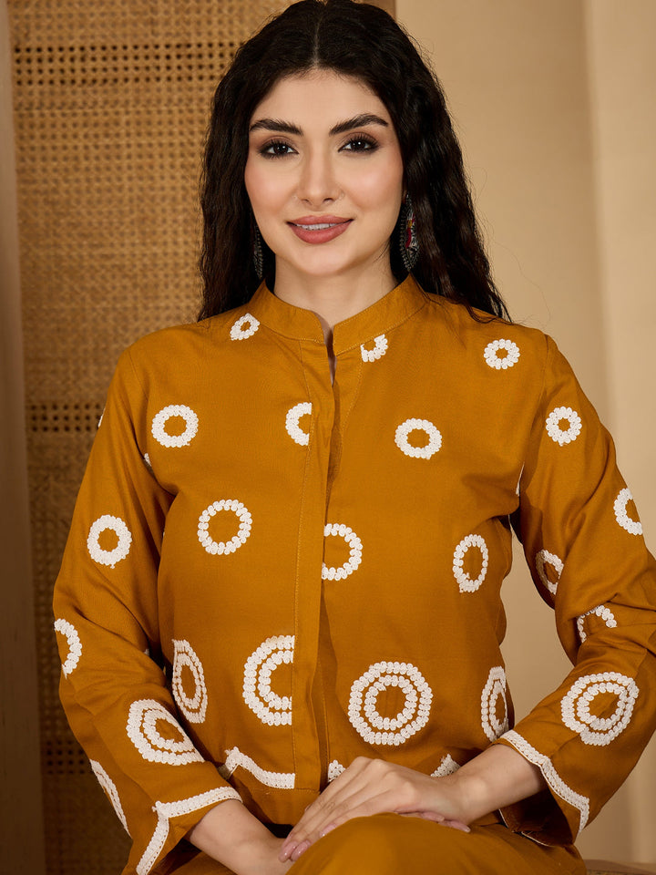 Solid &amp; Embroidered Rayon Co-Ord Set
