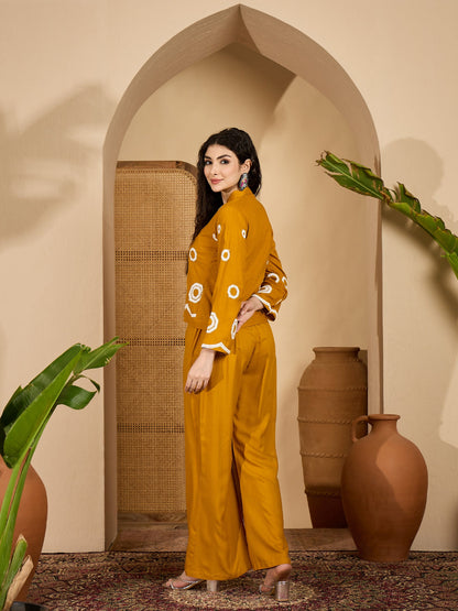 Solid & Embroidered Rayon Co-Ord Set