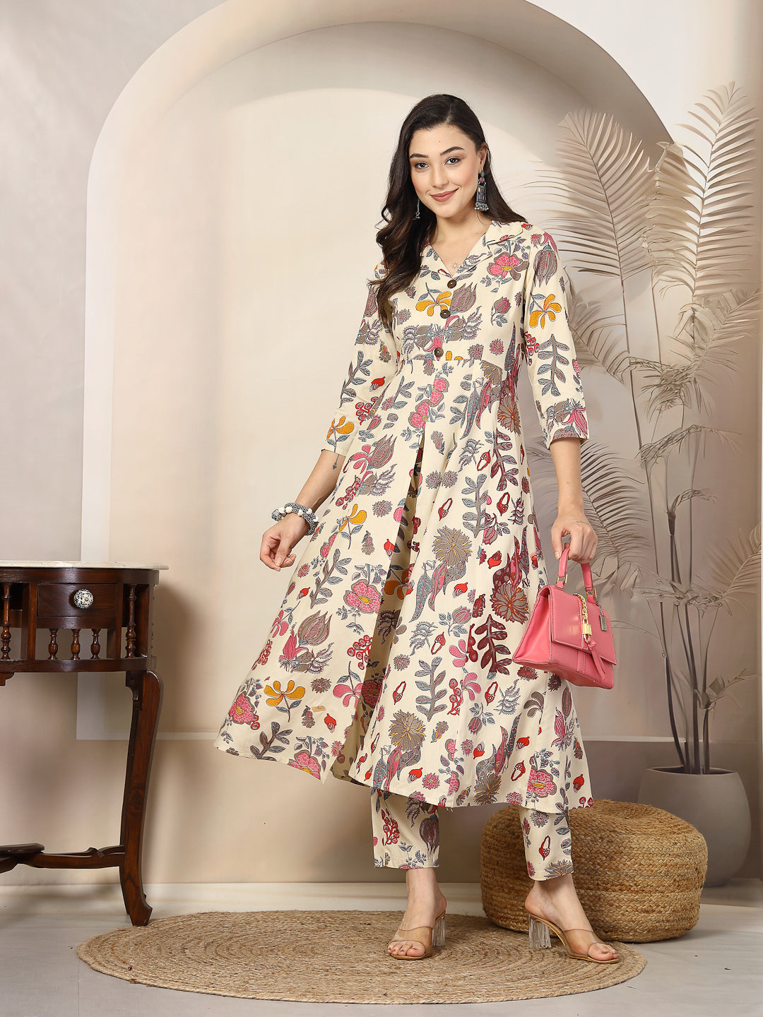 Floral Printed Rayon A-Line Kurta Pant Set (Pre-Order)