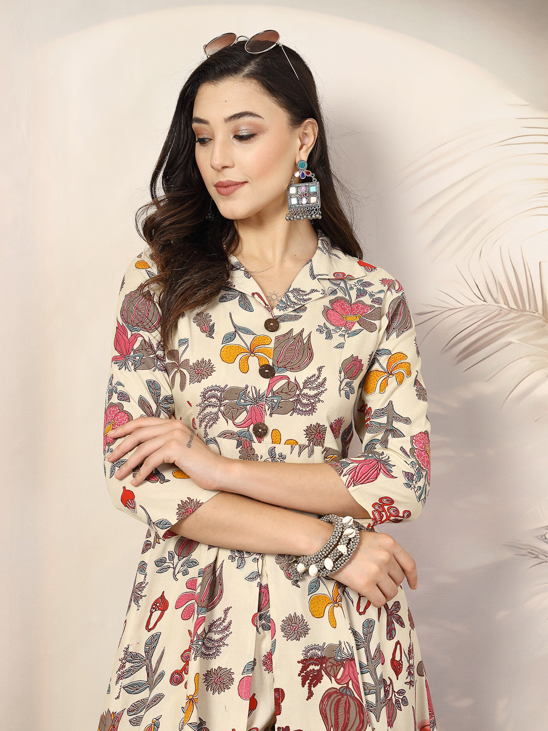 Floral Printed Rayon A-Line Kurta Pant Set, view 2