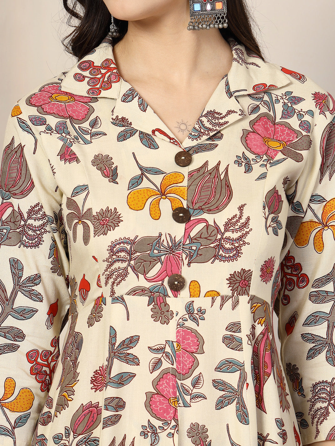 Floral Printed Rayon A-Line Kurta Pant Set, view 5