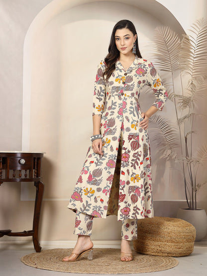 Floral Printed Rayon A-Line Kurta Pant Set (Pre-Order)